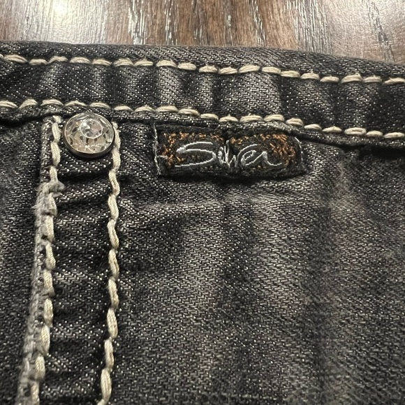 Silver Jeans Mckenzie Slim Bootcut Womens 24x32 Grey Thick Stitch Low Rise - Picture 11 of 12